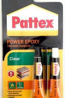 ADHESIVE EPOXY PATTEX CLEAR REPAIR 22ML CARD N3