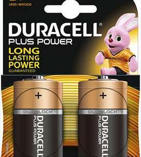 BATTERY DURACELL PLUS D TORCH    2 S 1.5V MN1300K2