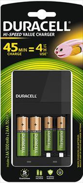 BATTERY DURACELL CHARGER  + 2AA RECHARGEABLE BATTERIES CEF14