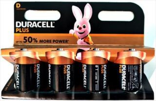 BATTERY DURACELL PLUS 1.5V D TORCH 4 S DUR110