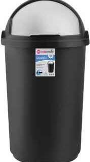 BIN REFUSE BIN FLIP TOP 50LT SILVER & BLACK COLLECT ONLY