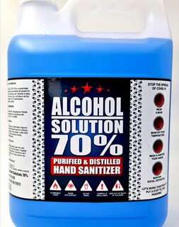 RSA HAND SANITISER LIQUID 70% ALCHOHOL 5LT