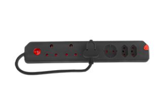 MULTIPLUG  6WAY 3X16A 2X5A 1XSCH BLACK
