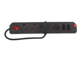 MULTIPLUG  6WAY 3X16A 2X5A 1XSCH BLACK
