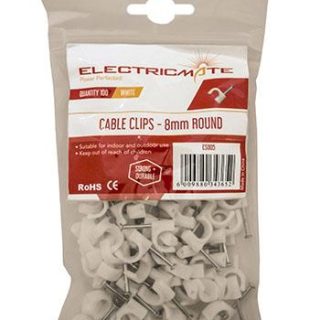 CABLE SADDLE ROUND  8MM P/100  E/MATE