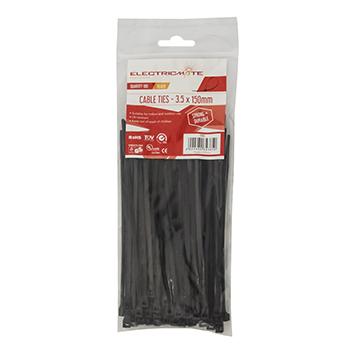 CABLE TIES E/MATE BLACK 150X3.5MM P/100