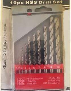 Drill Bit Set Hss 10Pce Plastic Case
