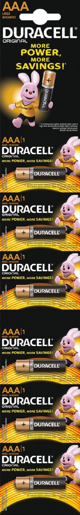 BATTERIES DURACELL STRIPS 6X1 AAA P/20