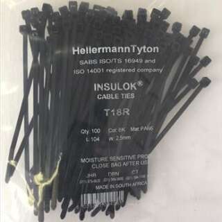 CABLE TIES BLACK 104MM*2.5MM PACK 100 T18R