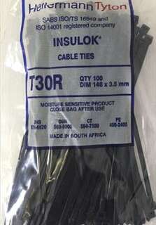 CABLE TIES BLACK 150MM*3.5MM PACK 100 T30R