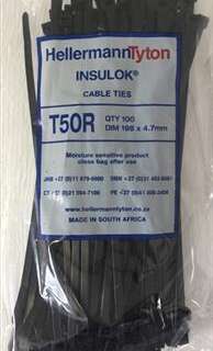 CABLE TIES BLACK 198MM*4.7MM PACK 100 T50R