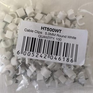 CABLE CLIPS PVC ROUND  5 MM BOX 100