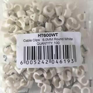 CABLE CLIPS PVC ROUND  6MM BOX 100