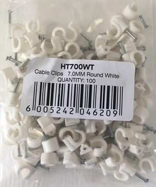 CABLE CLIPS PVC ROUND  7MM BOX 100