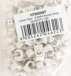 CABLE CLIPS PVC ROUND  9MM BOX 100