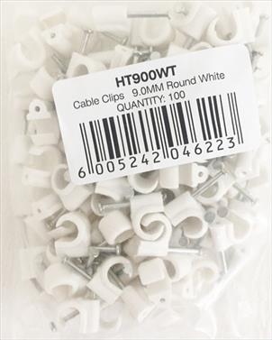 CABLE CLIPS PVC ROUND  9MM BOX 100