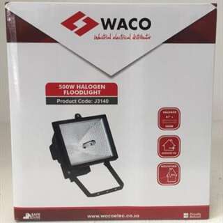 Light Fitting Security Flood Halogen 500W Black Qi