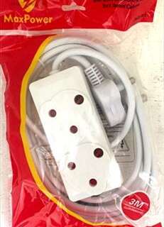 EXTENSION CORD WHITE  3MTX10AMP (2X3 PIN)
