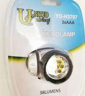 TORCH HEAD LAMP 7LED 38 LUMENS 3AAA YDH3707
