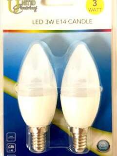 Globe Candle Led Twin Pack Es 3W Cool White