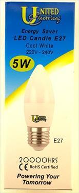 Globe Candle Led  E27 Es 5W Non Dim Cool/W 20000H