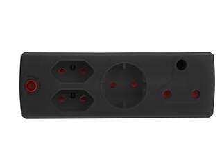ADAPTOR 1X16A+2X5A+1XSK BLACK E/MATE