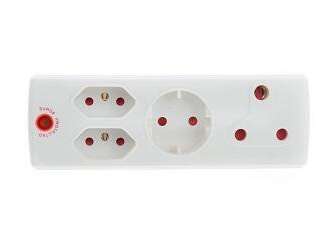 ADAPTOR 1X16A+2X5A+1XSK WHITE+SURGE E/MA