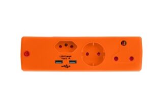 ADAPTOR 1X16A+1X5A+1SK+2USB ORANG E/MXXX