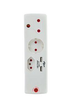 ADAPTOR 1X16A+1X5A+1SK+2USB WHITE+SURGE