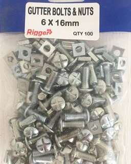 Bolt Gutter & Nuts - 6Mm*16Mm - Blist Of 100