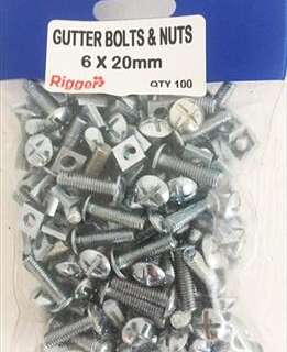 Bolt Gutter & Nuts - 6Mm*20Mm - Blist Of 100