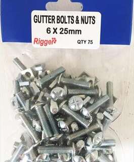 Bolt Gutter & Nuts - 6Mm*25Mm - Blist Of 75
