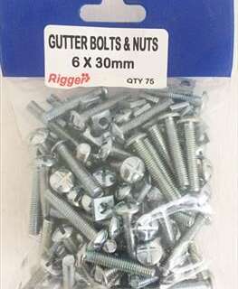 Bolt Gutter & Nuts - 6Mm*30Mm - Blist Of 75