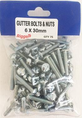 Bolt Gutter & Nuts - 6Mm*30Mm - Blist Of 75