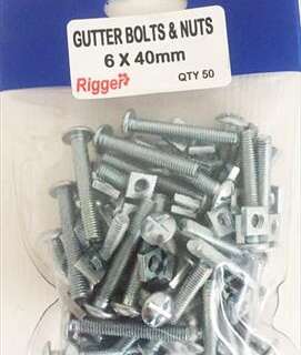 Bolt Gutter & Nuts - 6Mm*40Mm - Blist Of 50