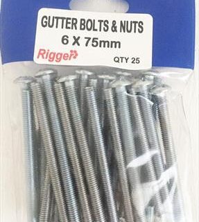 Bolt Gutter & Nuts - 6Mm*75Mm - Blist Of 25