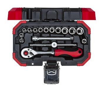 SOCKET GED RED SET 1/4`` 4-13MM+BITS16PCE