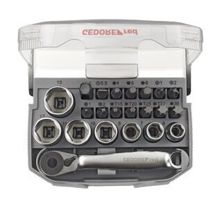 SOCKET GED RED SET 1/4`` 6-13MM+BITS23PCE