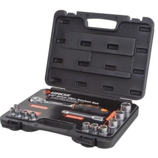 GROZ SOCKET SET BIHEX 1/2``DR 13PC 8-22MM