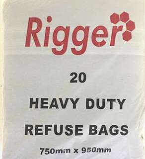 REFUSE BAGS BLACK H/DUTY (20 S) 750MMX950MMX40#