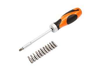 SCREWDRIVER SET KENDO RATCHET +12 BITS