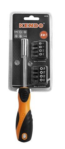 SCREWDRIVER SET KENDO RATCHET +8 BITS