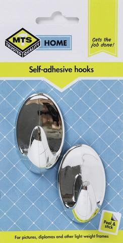 MTS HOME OVAL HOOK PVC SILVER MED P/2