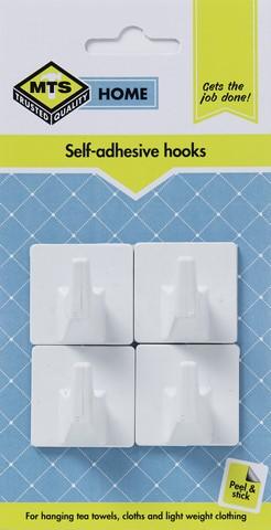 MTS HOME SQUARE HOOK PVC WHITE LARGE P/4