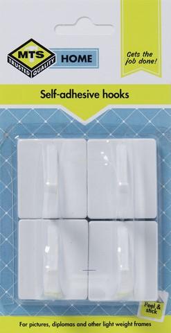 MTS HOME SQUARE HOOK PVC WHITE P/4
