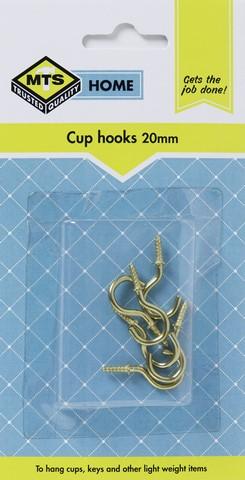 MTS HOME CUP HOOKS BRASS 20MM P/6