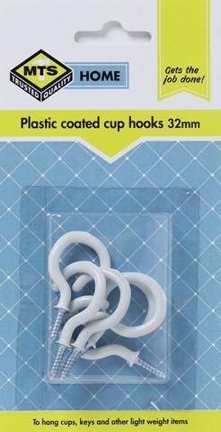 MTS HOME CUP HOOKS P/COATED 32MM P/6
