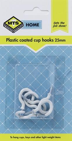 MTS HOME CUP HOOKS P/COATED 25MM P/6