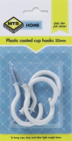 MTS HOME CUP HOOKS P/COATED 50MM P/4