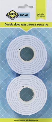 MTS HOME DBL SIDED TAPE 24MMX3MM 1M P/2